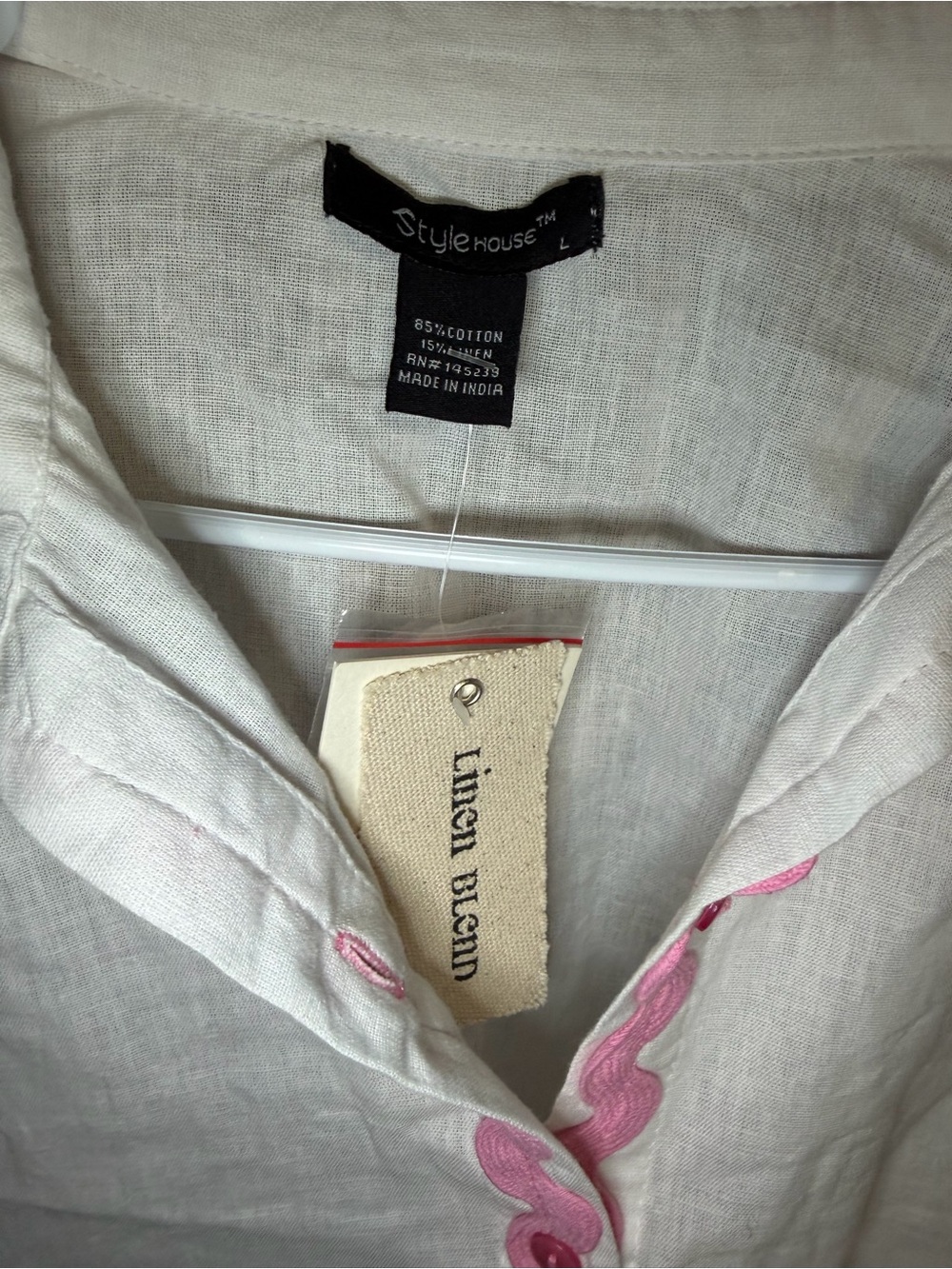 Style House Linen Pink Ric Rac Shirt NWT - Picture 4 of 7